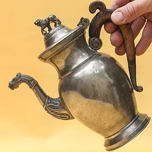 Антикварный Классический Оловянный Кофейник на 1,2 литра. Бельгия, ХIХ век.