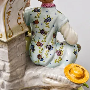 Редкость! Механические Фарфоровые Часы с боем «Свидание на пленэре», Franz Hermle & Sohn Германия 50 гг.