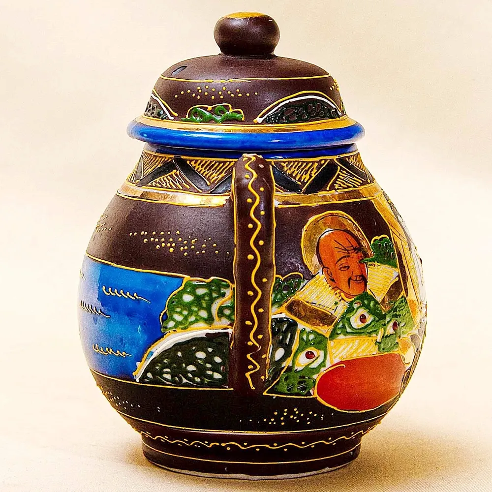 Антикварный Чайный фарфоровый сервиз в стиле Satsuma, Япония, FUTAJI, первая половина ХХ века.