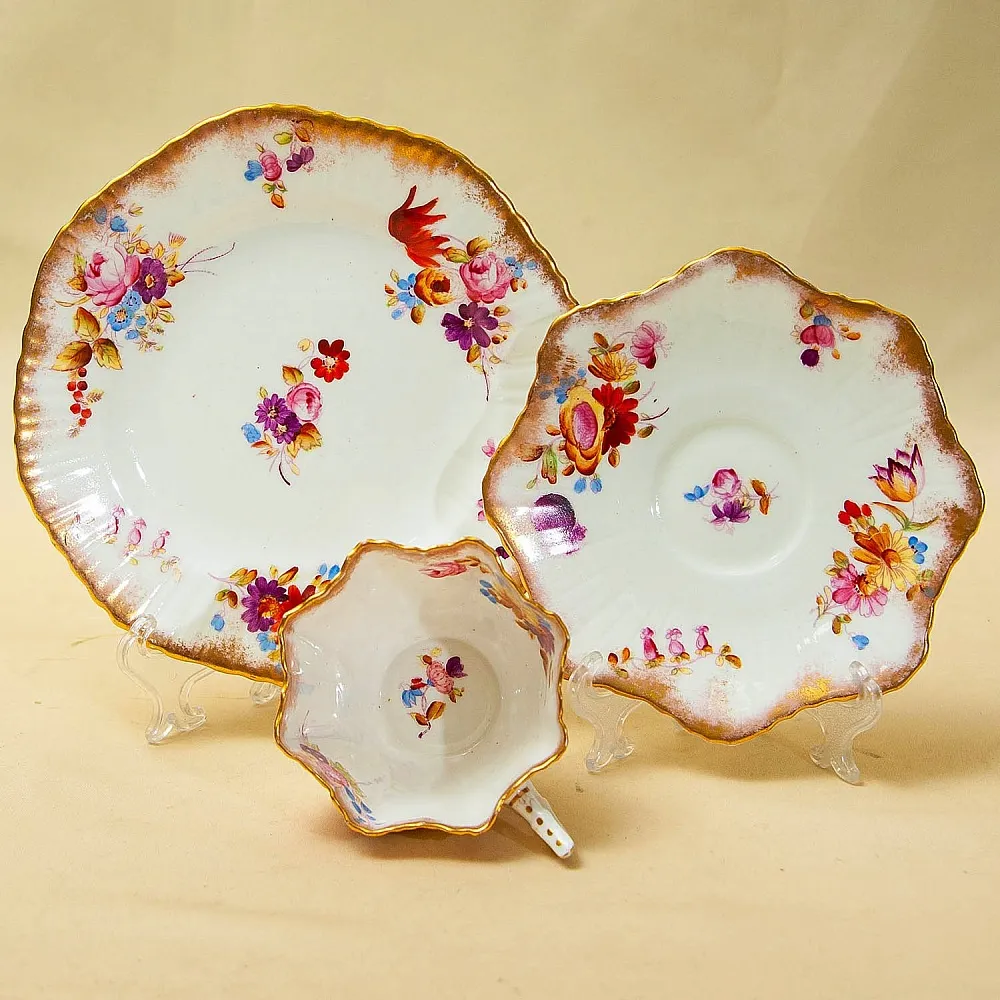 Антикварная, Коллекционная Чайная пара +Тарелка (Тройка) , Англия, конец ХIX - начало ХХ века.