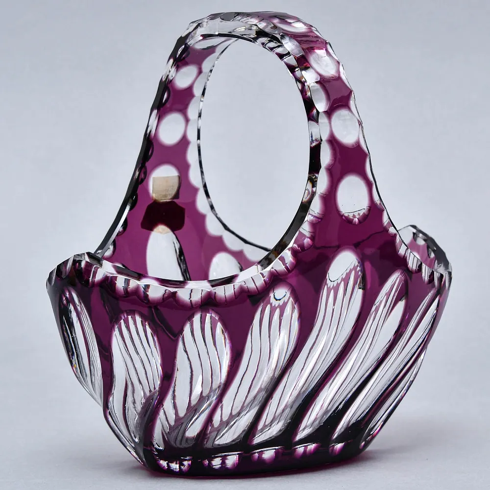 Ваза - Конфетница «Аметистовая Корзинка» Хрусталь, BEYER Германия 60-е годы ХХ века.