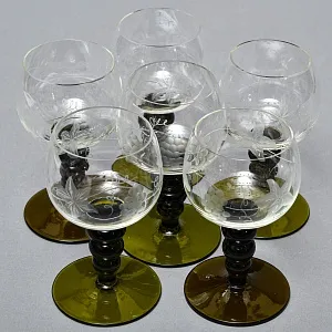 Набор Стеклянных Бокалов для вина «Рёмеры», Германия, середина ХХ века.