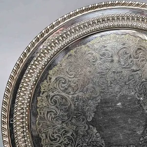 Старинный Круглый Поднос, Мелталл Silverplated, SHEFFIELD Англия первая половина ХХ века.