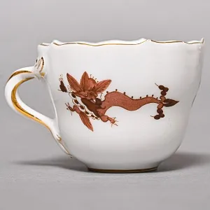 Классическая Фарфоровая Кофейная пара «Коричневый дракон», MEISSEN Германия, середина ХХ века.