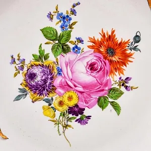 Коллекционное Фарфоровое Блюдо «Букет с розой», MEISSEN Германия, первая половина ХХ века. 