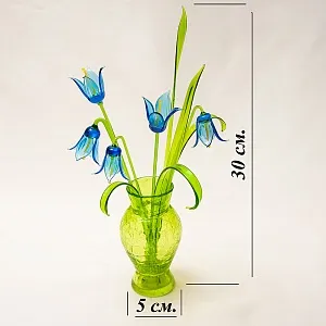 Авторская Стеклянная Статуэтка «Цветы КОЛОКОЛЬЧИКИ», Цветное стекло, Россия.