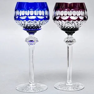 Пять Бокалов для Вина из Цветного Хрусталя, Barthmann Германия, начало 70-х годов ХХ века. 