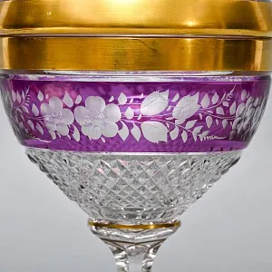 Винтажная Хрустальная Ваза с крышкой - Конфетница - Доза, Egermann, Богемия, Чехия 50-е гг. 