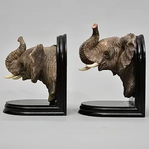 Букенды - Держатель - Ограничитель - Подставка для книг «Слоны», Дерево, Полимер. Германия - вторая половина ХХ века.