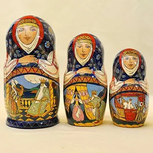 Русский Сувенир Матрёшка - Авторская роспись - «Сказка о Золотом Петушке», Дерево - Россия -1995 год. 