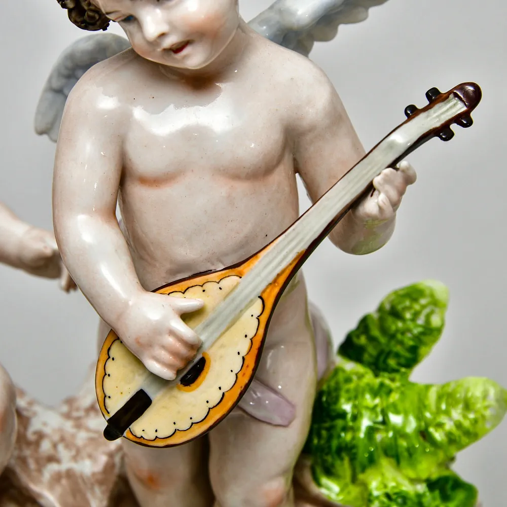 Редкость! Коллекционная Фарфоровая Статуэтка «ДВА ПУТТИ И ЛЕБЕДЬ», Scheibe - Alsbach Германия.