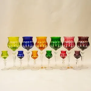 Набор Бокалы + Рюмки из Цветного Хрусталя «МЕРИЛИН», NACHTMANN Германия, 60 -е годы ХХ века.