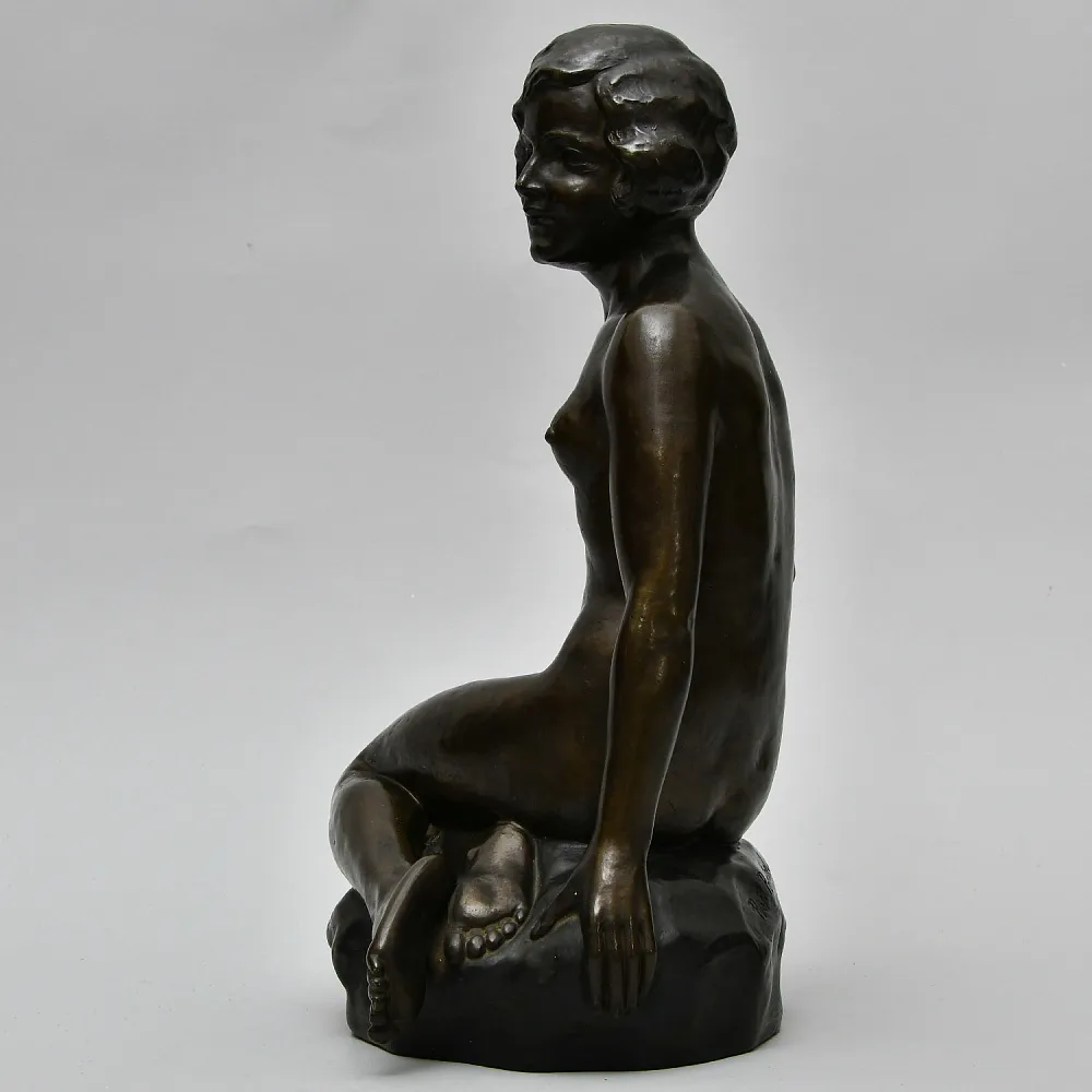 Большая Фарфоровая Статуэтка «Обнаженная Девушка», Otto Poertzel Германия, первая половина ХХ века.