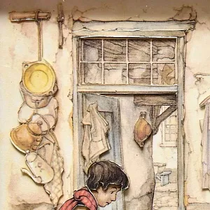 Объемная Картина - Панно в технике 3D декупаж «Лавка старьевщика», 70-е годы ХХ века.