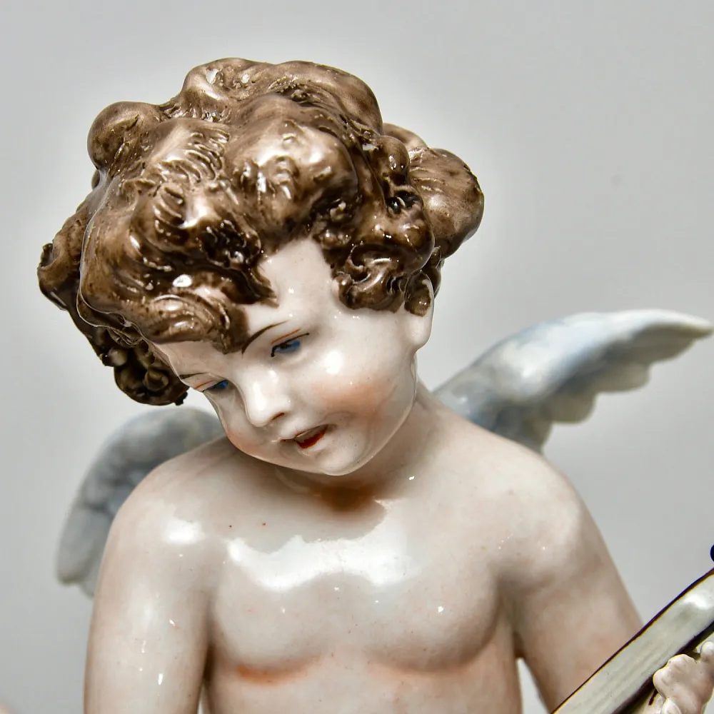 Редкость! Коллекционная Фарфоровая Статуэтка «ДВА ПУТТИ И ЛЕБЕДЬ», Scheibe - Alsbach Германия.