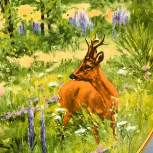 Коллекционная Фарфоровая Тарелка - Блюдо «Дикая Природа. Косули», KAISER Германия.