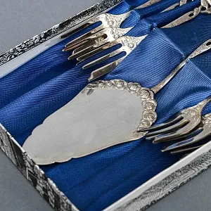 Десертный Набор Лопатка и Вилочки «Хильдесхаймская роза» Silverplate, Германия -60гг.