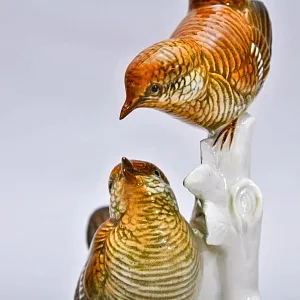 Фарфоровая Статуэтка «Пара Птиц - Крапивники», Карл Энс / Karl Ens Германия, середина ХХ века.