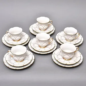 Чайный Набор на 6-ть персон «Белое Золото», Фарфор MEISSEN, Германия - 70-е годы ХХ века.