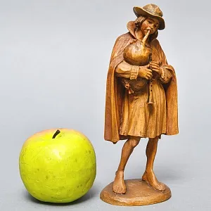 Редкая Антикварная Коллекционная Деревянная статуэтка «Бедный Волынщик», Англия начало ХХ века.