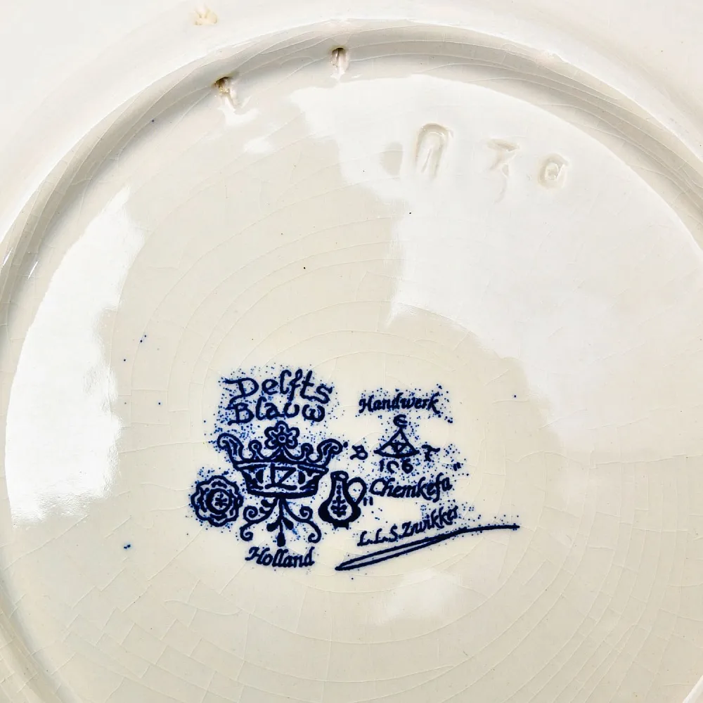 Декоративная Фарфоровая Тарелка «Мельница» Голландия DELFTs., d - 29,5 см.