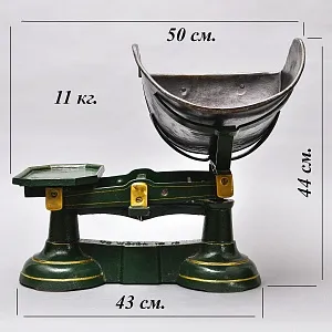 Большие Антикварные Чугунные Кухонные Весы с чашкой для сыпучих продуктов, Англия начало ХХ века.
