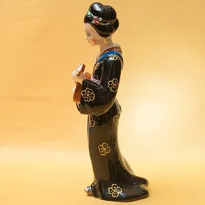 Большая Интерьерная Фаянсовая Статуэтка «Девушка с лютней», CIA MANNA Италия 50-е годы.