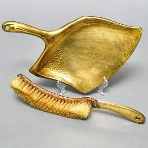 Старинная Щётка с Совком для уборки крошек со стола, металл  Германия, начало ХХ века.