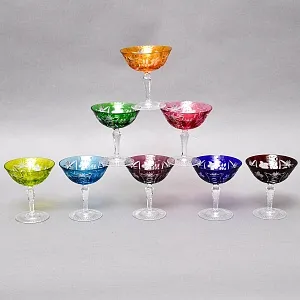 Полный Набор - 8 штук, Хрустальных Фужеров для Мартини или Шампанского серия «Виноград», NACHTMANN Германия 60 гг.