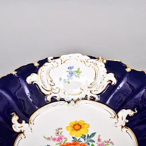 Коллекционное Фарфоровое Блюдо - Тарелка «BLUMEN» Кобальт, MEISSEN Германия - середина ХХ века.