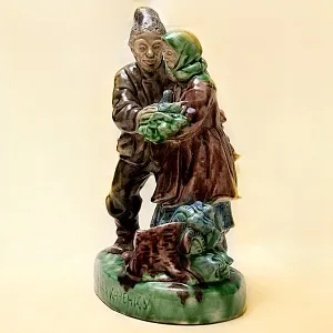 Коллекционная статуэтка «Казка про кривеньку качечку» Обливная керамика, СССР ЛКСФ - 50-е гг.