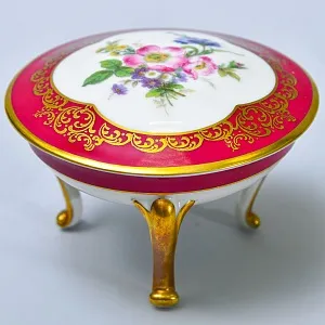 Классическая Фарфоровая Шкатулка - Бонбоньерка «Цветение Лета», LINDNER Германия, середина ХХ в.