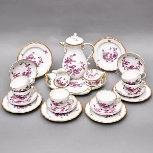 Фарфоровый Чайный Сервиз «Индийские цветы» на 6-ть персон, MEISSEN / МЕЙСЕН Германия. 