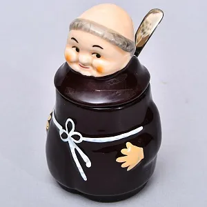 Фарфоровый Соусник - Баночка с крышкой на 150 мл. «Очаровательный Монах», Италия.