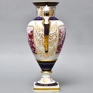 Коллекционные Парные Фарфоровые Вазы в стиле Ампир, Giulia Mangani Италия, середина ХХ века. 