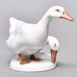 Антикварная Фарфоровая статуэтка «Два гуся», ROSENTHAL Германия - 1923 год. 
