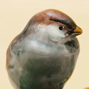 Редкость! Фаянсовая Пепельница - Мелочёвница - Статуэтка «Воробей» СССР ЗиК Конаково - 1959 год. 