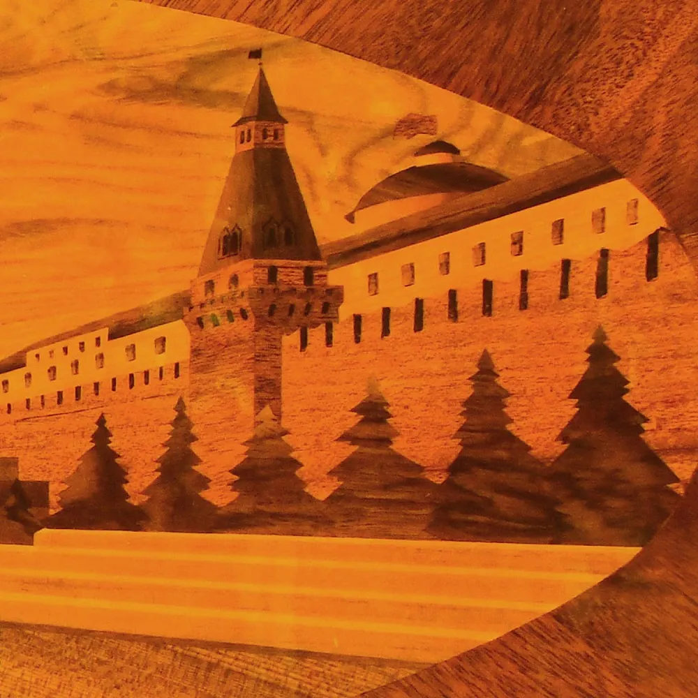 Редкость! Большое Деревянное Панно - Картина «Красная площадь - Кремль» СССР - 1967 год.