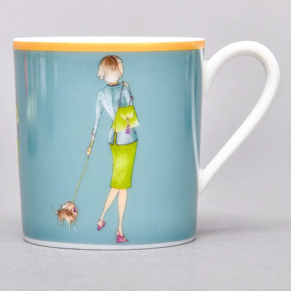 Набор из 4-х Кофейных пар «За покупками - Shopping», Limoges Medard de Noblat Франция, конец ХХ века.