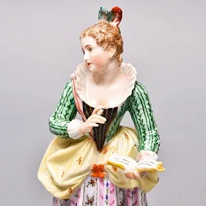  Антикварные Парные статуэтки «Музыкальный Дуэт», Фарфор, Dressel & Kister Passau Германия, 1907 - 1922 гг. 