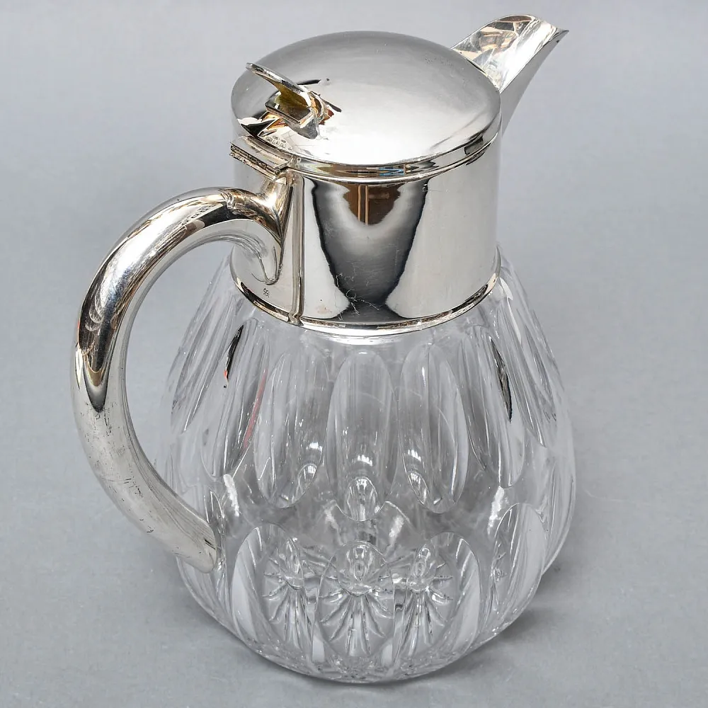 Винтажный Хрустальный  Графин - Кувшин на 3 литра с Колбой для льда, Silverplated Германия. 