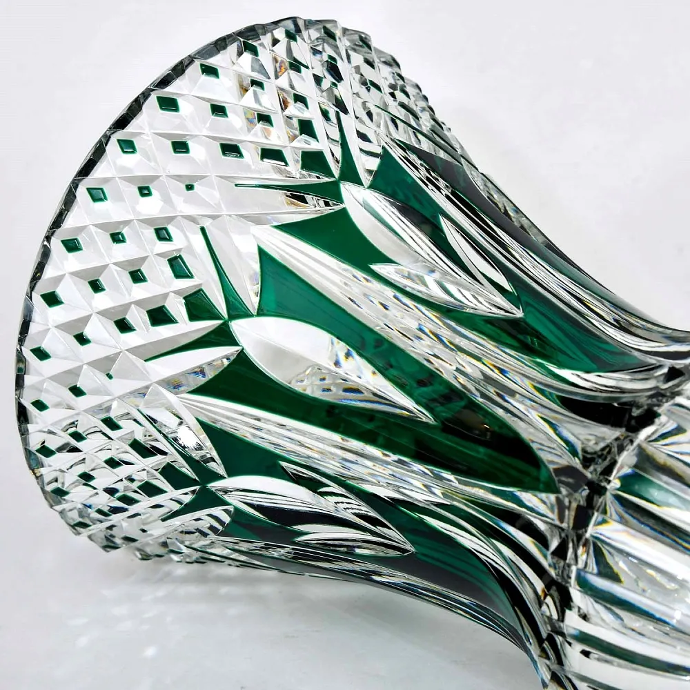 Редкость! Ваза на ноге Зелёного Цвета, Хрусталь VAL SAINT LAMBERT Бельгия 50гг.