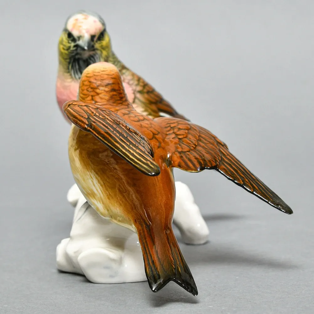 Пара Птиц - Фарфоровая Статуэтка «Чечётки», Karl Ens, Германия - середина ХХ века.