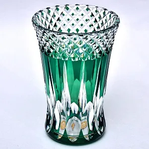Коллекционная Хрустальная Ваза зелёного цвета, VAL SAINT LAMBERT (Вал Сант Ламберт), Бельгия.