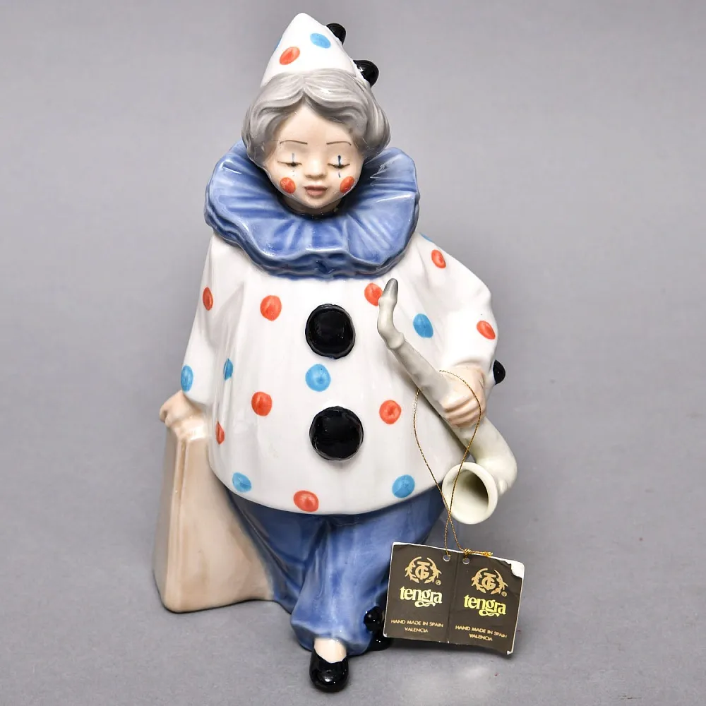 Фарфоровая статуэтка «Клоун с cаксофоном», TENGRA Испания, вторая половина ХХ века.