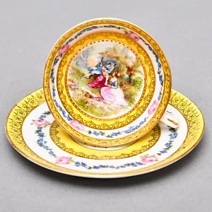 Антикварная Коллекционная Кофейная пара «Свидание», Германия - середина ХХ века.