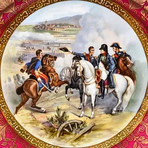 Коллекционная тарелка - блюдо «Наполеон в сражении при Гейльсберге», Фарфор Porcelaine de Paris Франция.