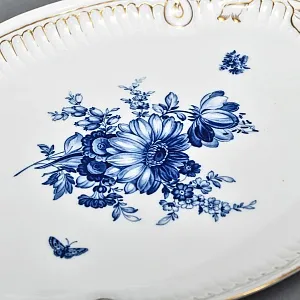 Большое Коллекционное Фарфоровое Блюдо - Тарелка - Поднос «Голубые цветы», MEISSEN Германия.