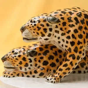 Редкость! Большая Фарфоровая Статуэтка «Два Ягуара На Охоте», Schwarzburger, Германия -1925 год.