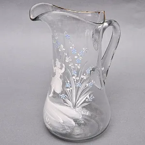 Стеклянный Кувшин «Девочка на качелях» Мэри Грегори / Mary Gregor, Европа первая половина ХХ века.